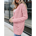 Miniatyrbild 3 av 5: Dam Casual Långärmad Kabel Stickad Cardigan Lös Öppen Front Ytterkläder M
