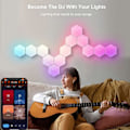 Miniatyrbillede 3 af 5: LED Hexagon Væglampe Smart Modulær RGBIC Honeycomb Lampe med APP Fjernbetjening og Musik Synkronisering USB Drevet Hexagon Computer Gaming Lamper til Spil 3pcs
