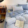 Miniatyrbild 3 av 5: Bomullsduntäcke, lyxigt enkelt randigt sängklädesset, japansk stil rent bomullstäcke randigt blue 2.0m