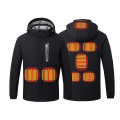 Miniatyrbilde 1 av 5: Oppvarmet jakke for menn, 8 varmeområder, varm utendørsjakke Black 2XL
