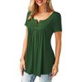 Miniatyrbilde 2 av 4: Dame Skjorter Ruffle Løs Knapp Tunic Topper For Kvinner Green A S