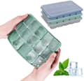 3-pack iskubrickor, silikon iskubformar med stänksäkra lock, 45 kuber