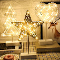 Miniatyrbillede 5 af 5: LED Stjerne Rattan Hul Form Bordlampe Juledekoration size3