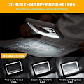 Miniatyrbilde 3 av 5: 4x Oppladbart Forstørrelsesglass Med Lys 20leds, Håndholdt Rektangulær Sidebelyst Forstørrer, 3