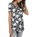 Miniatyrbild 3 av 5: Kvinnors vår-sommar Henley-skjortor Knäppta tunikor 2023 Casual Kortärmad blus T White Lily XL