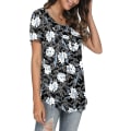Miniatyrbilde 3 av 5: Dame Vår-sommer Henley Skjorter Knapp Tunic Topper 2023 Casual Kort Erm Bluse T white Lily L