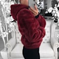Miniatyrbillede 3 af 4: Dame Mode Afslappet Frakke Efterår Vinter Hættefrakke Plys Varm Jakker Plus Størrelse S-5xl Wine red 4XL