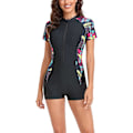 Miniatyrbild 1 av 5: Dam badkläder i ett stycke långärmad rashguard damer våtdräkt atletisk Black Short Sleeve M