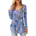 Miniatyrbillede 1 af 4: Dame Skjorter Flæse Løs Knap Tunic Toppe Til Kvinder Purple B S
