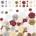 Miniatyrbilde 1 av 5: 50 stk. Blomsterperler 5 Størrelser Rose Cabochons Flatback Blomster Resin Perler Opaque Rose Cabochons
