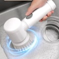 Miniatyrbillede 1 af 5: Håndholdt brusebørste egnet til badeværelse/fliser/gulv/badekar/køkken Elektrisk spin-skrubber, elektrisk rengøringsbørste med 5 børstehoveder, trådløs