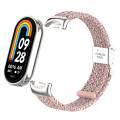 Miniatyrbilde 3 av 5: For Xiaomi Smart Band 8 Flettet Nylon Klokkereim Justerbar Spenne Elastisk Stropp Bright Pink