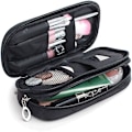 Miniatyrbillede 1 af 3: Mlmsy Makeup Taske med Spejl Holder Børster Professionel Multi-Funktionel 2-Lags Kosmetik Organizer til Kvinder, Sort