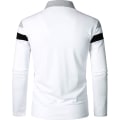 Miniatyrbild 3 av 5: Herr Casual Långärmad Polotröjor Kontrastfärg Patchwork Bomull Tee Toppar White M