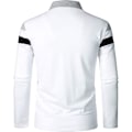 Miniatyrbilde 3 av 5: Uformelle langermet poloskjorter for menn, kontrastfarge, lappeteppe, bomulls-t-skjorter White L