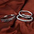 Miniatyrbilde 4 av 5: 3 stk. armbånd i rustfritt stål for Acsergery menn, gull romertall armring, vridd kabel, gave