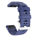 Miniatyrbilde 2 av 2: For Garmin Tactix 7 Pro/Fenix 7X/Fenix 6X Pro 26mm Silikon Klokkereim med Stål Sølvspenne Dark Blue