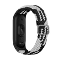 Miniatyrbillede 1 af 5: Strækbart Nylon Solo Loop til Xiaomi Mi Band 5/Band 6/Band 7, Justerbar Flettet Elastisk Sportsrem Black White