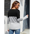 Miniatyrbillede 4 af 5: Dame Langærmet Toppe Afslappet Rund Hals T-shirts Stribet Albue Patchwork