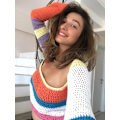 Miniatyrbilde 2 av 4: Heklet, hul strikket genser for kvinner, crop tops, langermet genser, cropped Style 5 M