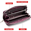 Miniatyrbild 3 av 5: Ko-läder Clutch Plånböcker för Kvinnor Vikbara Plånböcker Stora Plånböcker med Blixtlås, Ko-läder Damtelefonfodral Plånböcker med Handledsrem Kortinnehavare (Lila)