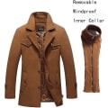 Miniatyrbild 4 av 5: Herr vinter kappa slim fit enkelknäppt kort ulljacka ylle trenchcoat Grey M