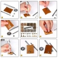 Miniatyrbild 4 av 5: 480 st metall dubbla cap nitar dubbar rund nit för gör-det-själv läder pysselväska bälte kläder plagg skor djurhalsband fixeringsverktyg 180pcs no plier