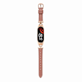 Miniatyrbillede 2 af 5: Læder Udskiftningsurrem til Xiaomi Mi Band 5/6, med D-formet Metalforbindelse Rose Gold  Deep Pink