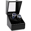 Miniatyrbillede 1 af 5: Seneste Dobbelt Watch Winder Boks, Lydløs Motor, Dobbelt Automatisk Ur Winder Rotations Opbevaringsdisplayboks til Automatiske Mekaniske Ure - Sort