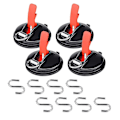 Miniatyrbillede 1 af 5: 4 stk. bilsugekopper med 8 S-formede fastgørelseskroge, multifunktionelt sugekopanker værktøj bilholder bagage presenning telte bilstrammer 4Pcs