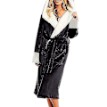 Miniatyrbild 2 av 3: Sherpa Fleece Badrock Kvinnor Mjuk Badrock Huva Fluffy Handduksbadrock Lång Badrock Vinter Varm Black 4XL
