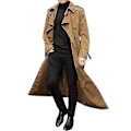 Miniatyrbild 1 av 5: Herrar Lång Trenchcoat Krage Överrock Casual Vinterjacka Enfärgad Ytterkläder Khaki M