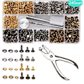 Miniatyrbild 1 av 5: 480 st metall dubbla lock nitar nitar runda nitar för diy läderhantverk väska bälte kläder kläder skor husdjur krage fixverktyg 240pcs with plier