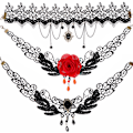 Pikkukuva 5 / 5: Kristalli Goth-kaulakoru Boho-korut Kaulus Chocker Musta pitsi Seksikäs Ylellinen