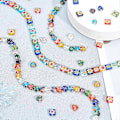 Pikkukuva 5 / 5: 192 kpl Millefiori Lampwork lasihelmiä, 4 säiettä, käsintehtyjä lasihelmiä, neliö, sydän, värillisiä lasitehelmiä, 0,5 mm reikä korujen valmistukseen, 8x8x3 mm