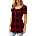 Miniatyrbillede 2 af 4: Dame Skjorter Flæse Løs Knap Tunic Toppe Til Kvinder Red A XL