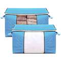 Miniatyrbillede 1 af 5: 2 stk. 60x40x35 cm Foldbar Opbevaringspose til Tøj med Dobbelt Lynlås, 84L Stor
