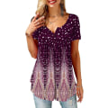 Miniatyrbilde 1 av 4: Dame Skjorter Ruffle Løs Knapp Tunic Topper For Kvinner Dotpurple M