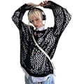 Pikkukuva 1 / 5: Naisten virkattu ontto neulepusero, lyhyt toppi, pitkähihainen pusero, lyhennetty malli Style 1 XL