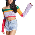 Miniatyrbillede 1 af 5: Dame Hul Ud Hæklet Strik Trøje Crop Tops Langærmet Trøje Cropped Style 2 M