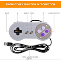 Miniatyrbillede 2 af 5: Laelr SNES USB Controller 2-pak Kablede Retro SNES Gamepad Controllere til Super Nintendo med 1,5 m USB-forlængerkabler Joypad Controllere til Windows