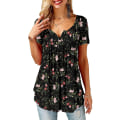 Miniatyrbilde 1 av 3: Dame Skjorter Ruffle Løs Knapp Tunic Topper For Kvinner Greenleaves L