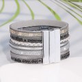 Miniatyrbillede 4 af 5: Livets Træ Armbånd Multilags Læder Wrap Cuff Armring Magnetisk Spænde