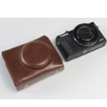 Miniatyrbild 5 av 5: PU-läder halv kameraväska med rem för Canon PowerShot G7 X Mark III Coffee