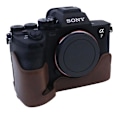 Pikkukuva 4 / 5: PU-nahkainen kameran pohjakotelo, suojaava puolikotelo Sony A7M4/A1/A7S III/A7S3/A7R5 -kameroille Coffee