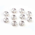 Miniatyrbilde 1 av 2: 200 stk Messing Rhinestone Spacer Perler Grad A Rett Flens Sølvfarget Belagt Rondelle Krystall