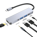 Pikkukuva 2 / 5: 5-in-1 USB-C Hub -telakka-asema, Type-C - HD 4K, kaksi USB3.0-porttia, 3,5 mm:n audioliitäntä, PD 60 W:n pikalataus