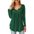 Miniatyrbillede 1 af 4: Dame Skjorter Flæse Løs Knap Tunic Toppe Til Kvinder Green B XL