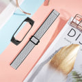 Miniatyrbilde 4 av 5: Elastisk nylon anti-ripe justerbar håndleddsrem for Xiaomi Mi Band 3/4, med svart klokkeramme Black White
