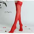 Pikkukuva 3 / 5: Ruofeng Suloiset Seksikkäät Pitkät Sukat 8cm 2 Paria Red One Size